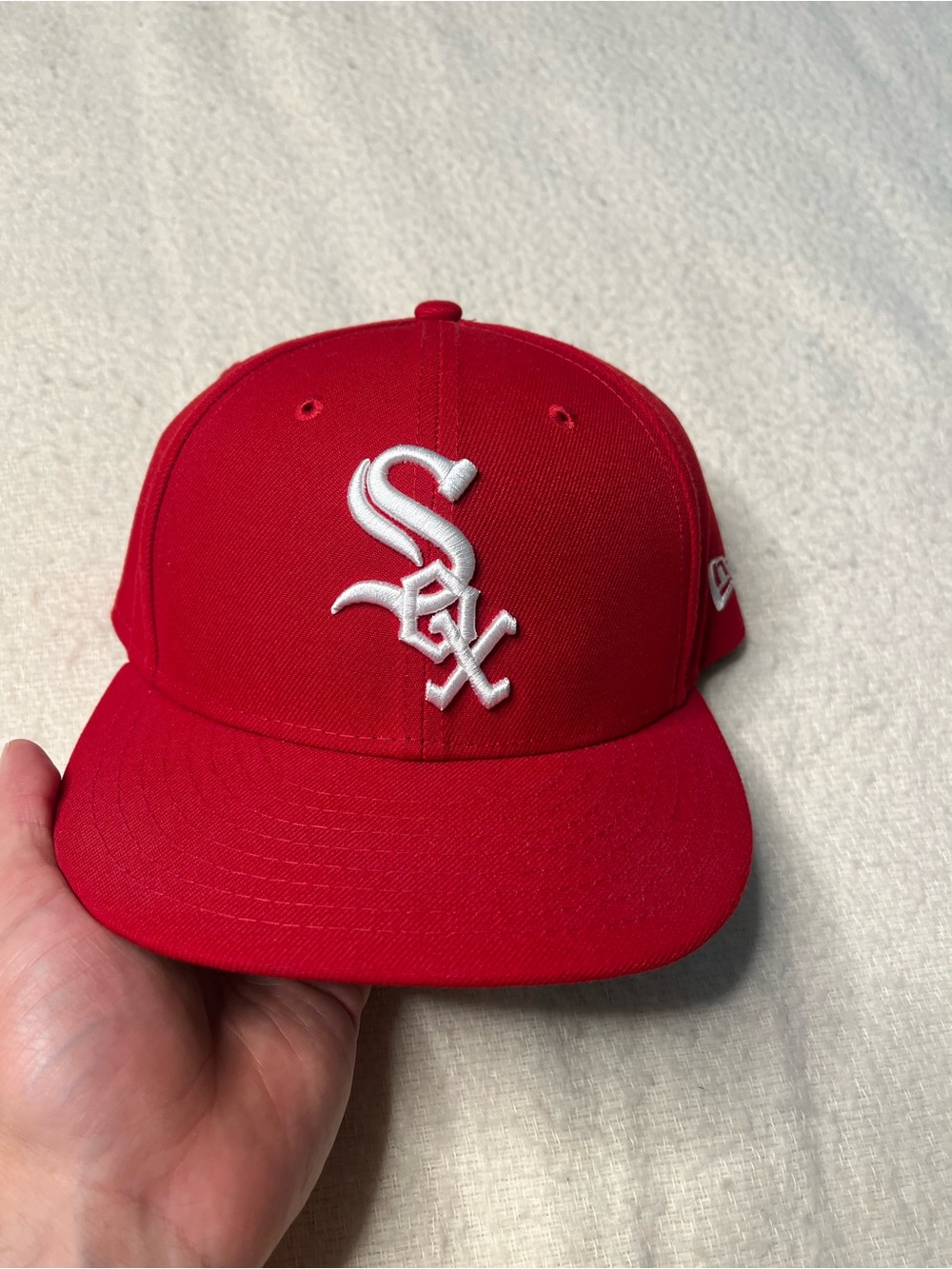 New Era 59Fifty MLB Chicago White Sox Red Baseball Cap Hat Fitted Mens 7 1/2 Vtg